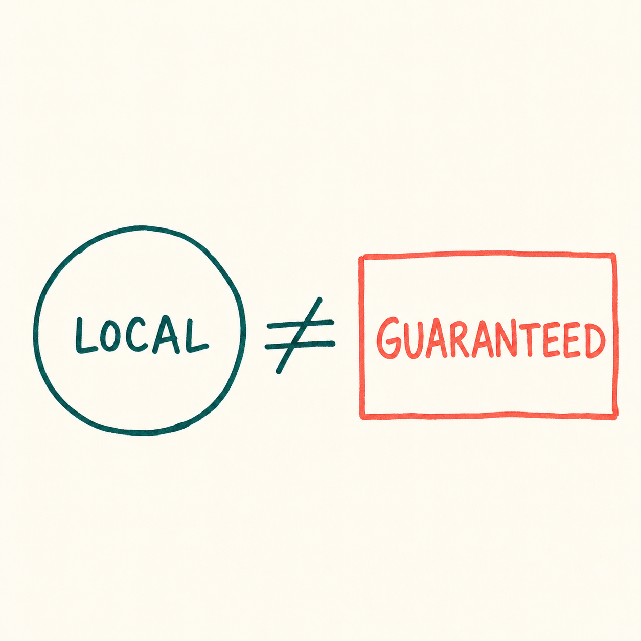 Handwritten comparison showing local production and guaranteed production as different claims