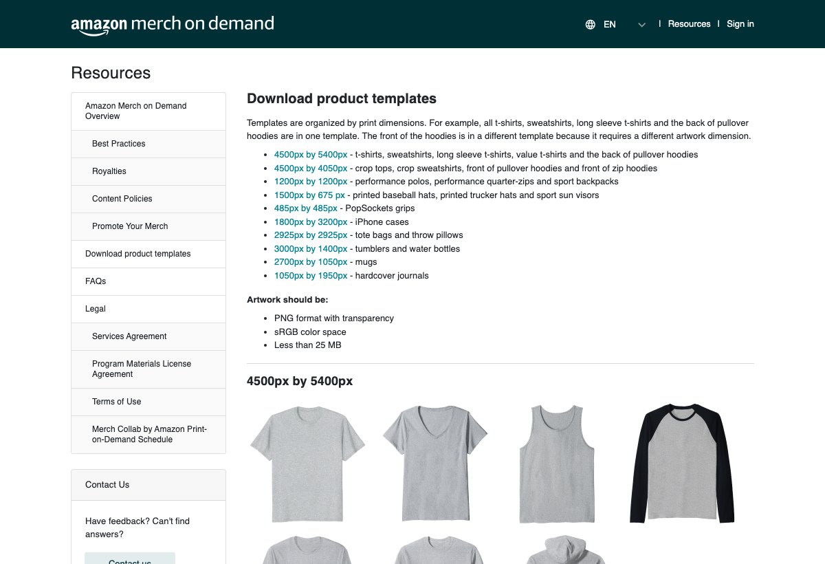 Amazon Merch on Demand workflow screenshot related to this guide