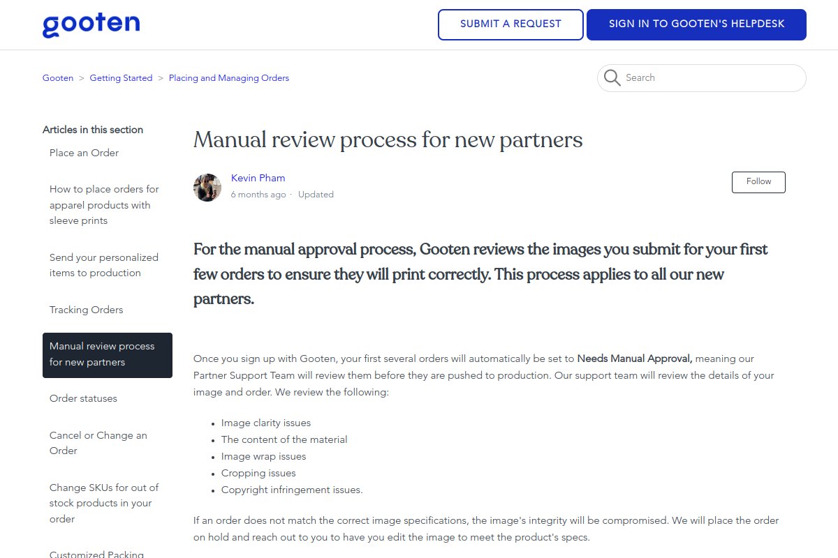 Gooten workflow screenshot related to this guide