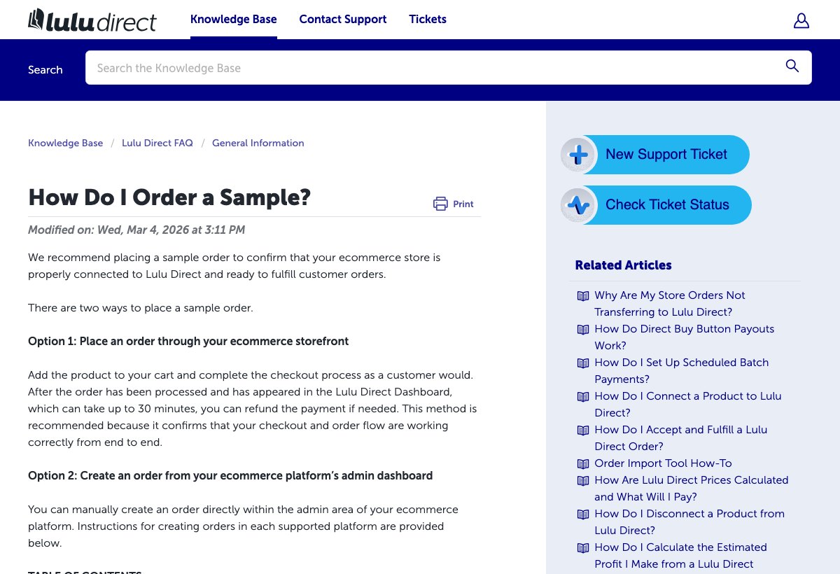 Lulu Direct workflow screenshot related to this guide