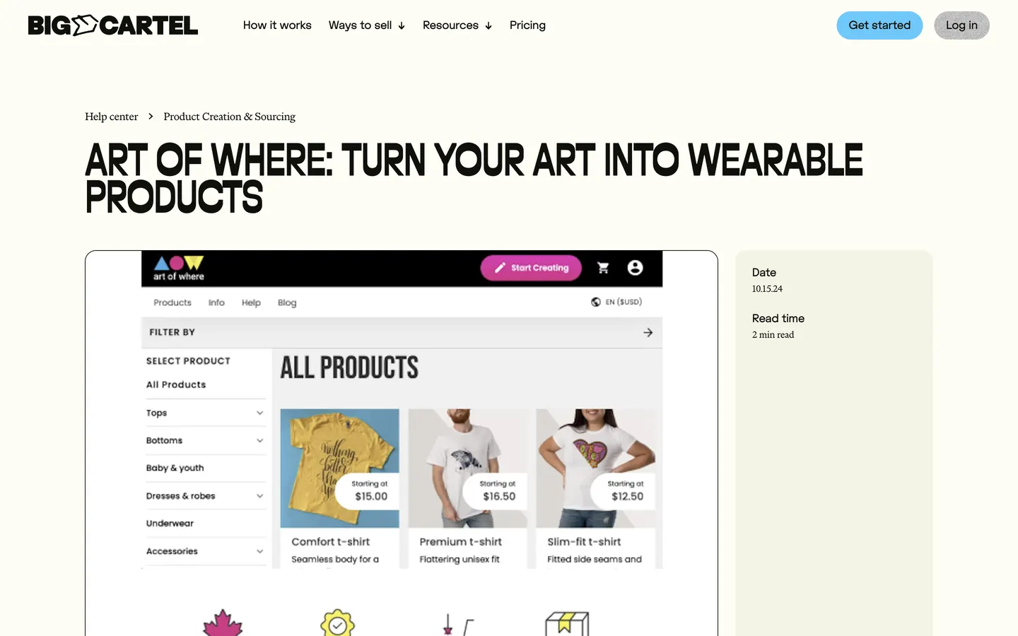Exemple du catalogue Art of Where