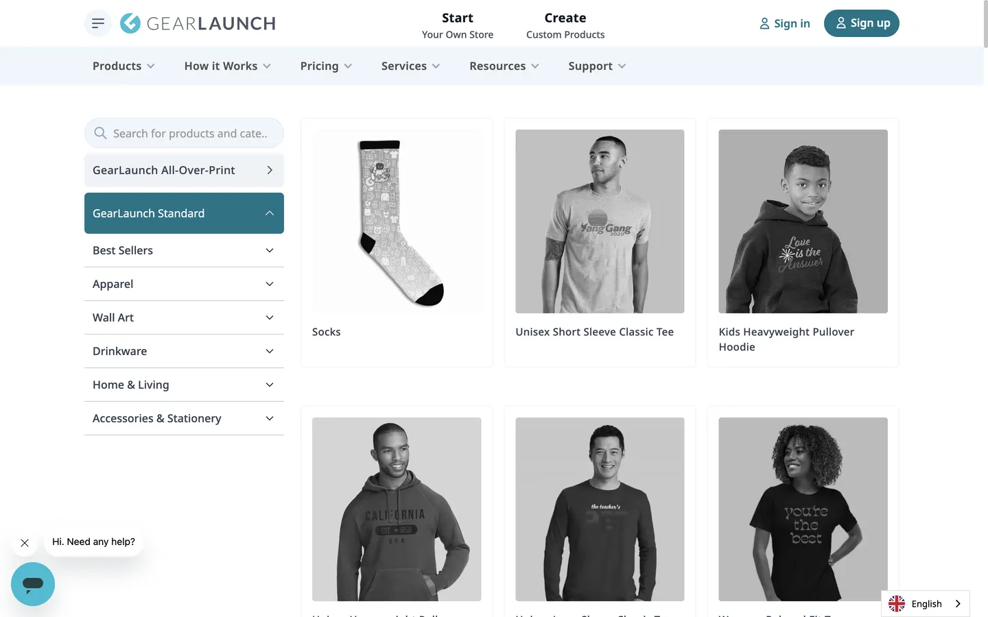 Exemple du catalogue GearLaunch