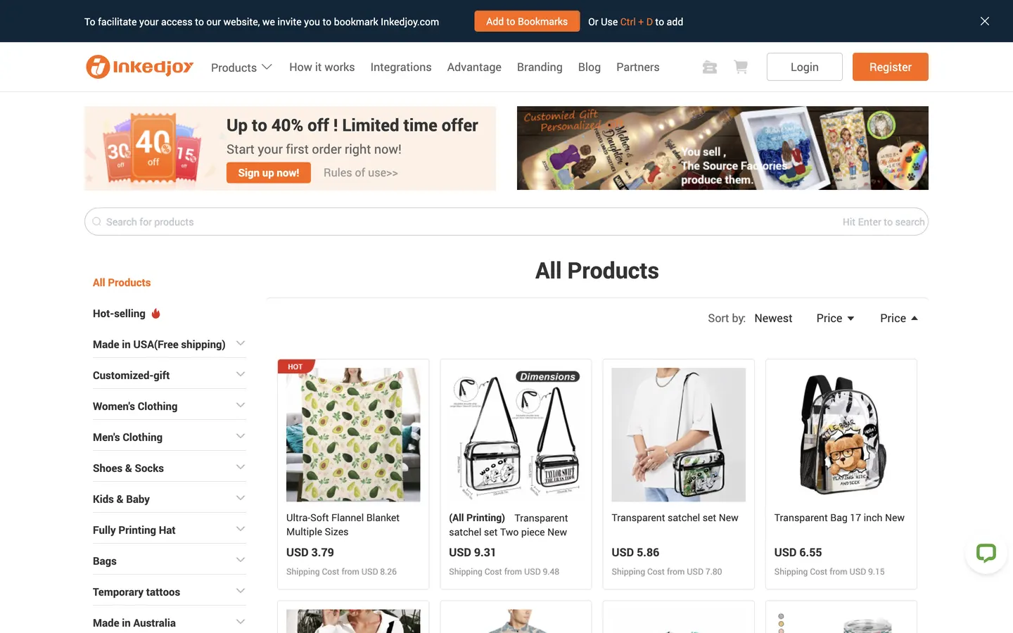 Exemple du catalogue InkedJoy