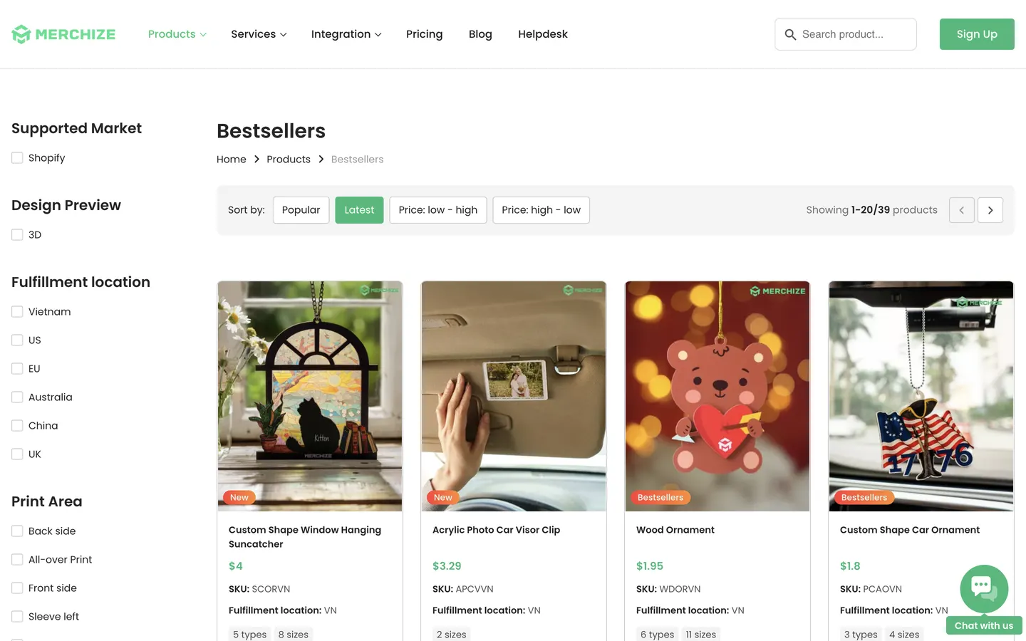 Exemple du catalogue Merchize