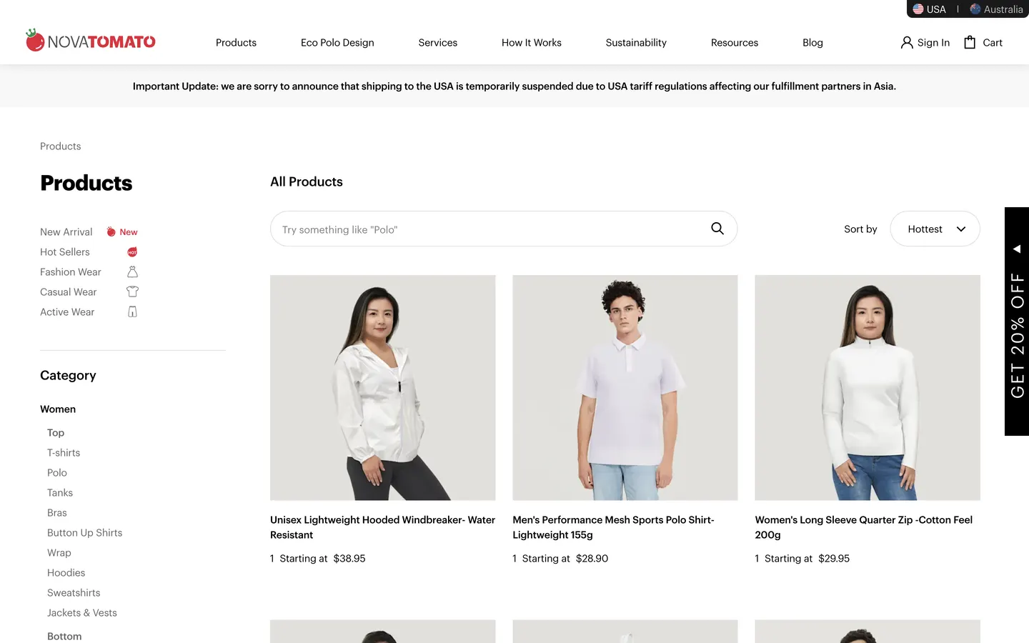 Exemple du catalogue NovaTomato