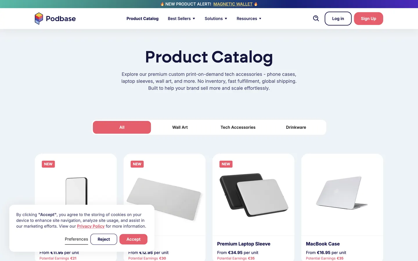 Exemple du catalogue Podbase