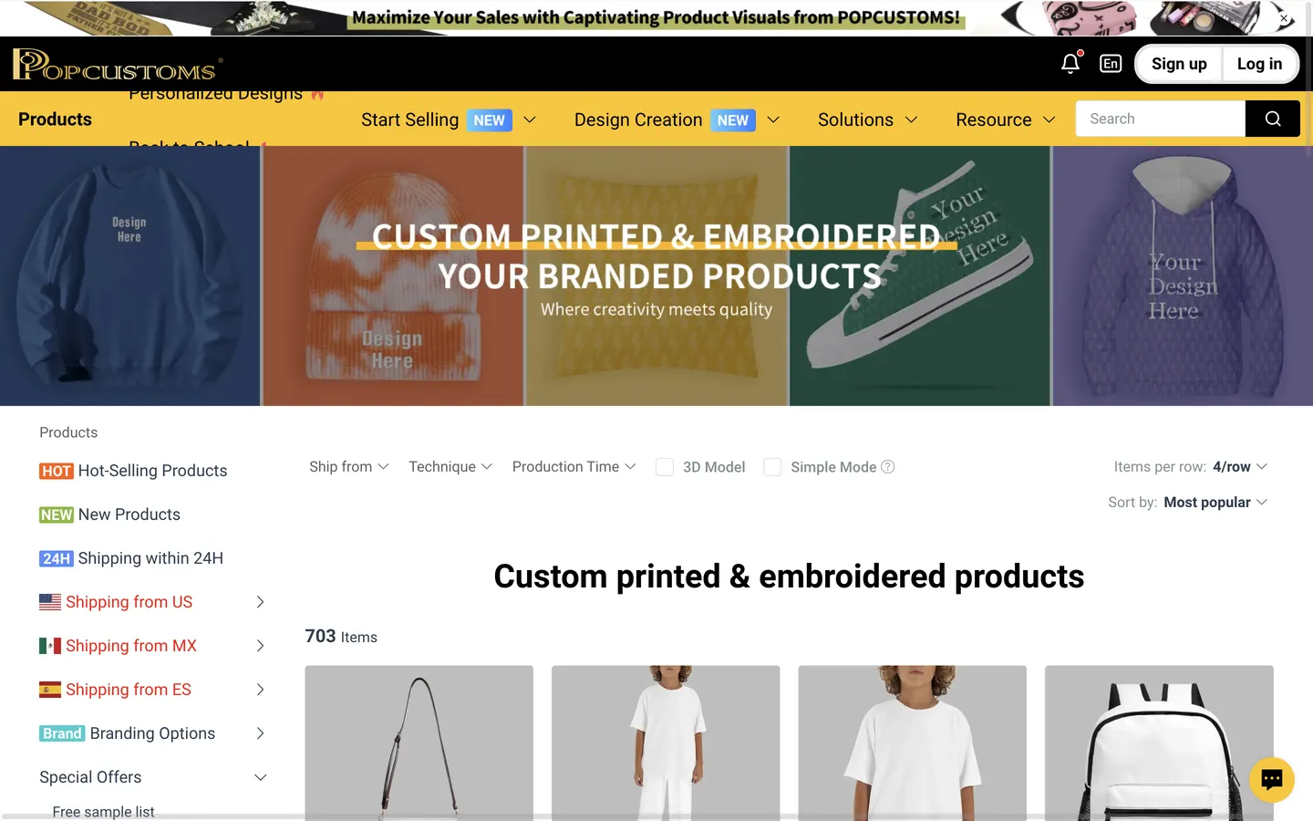 Exemple du catalogue PopCustoms