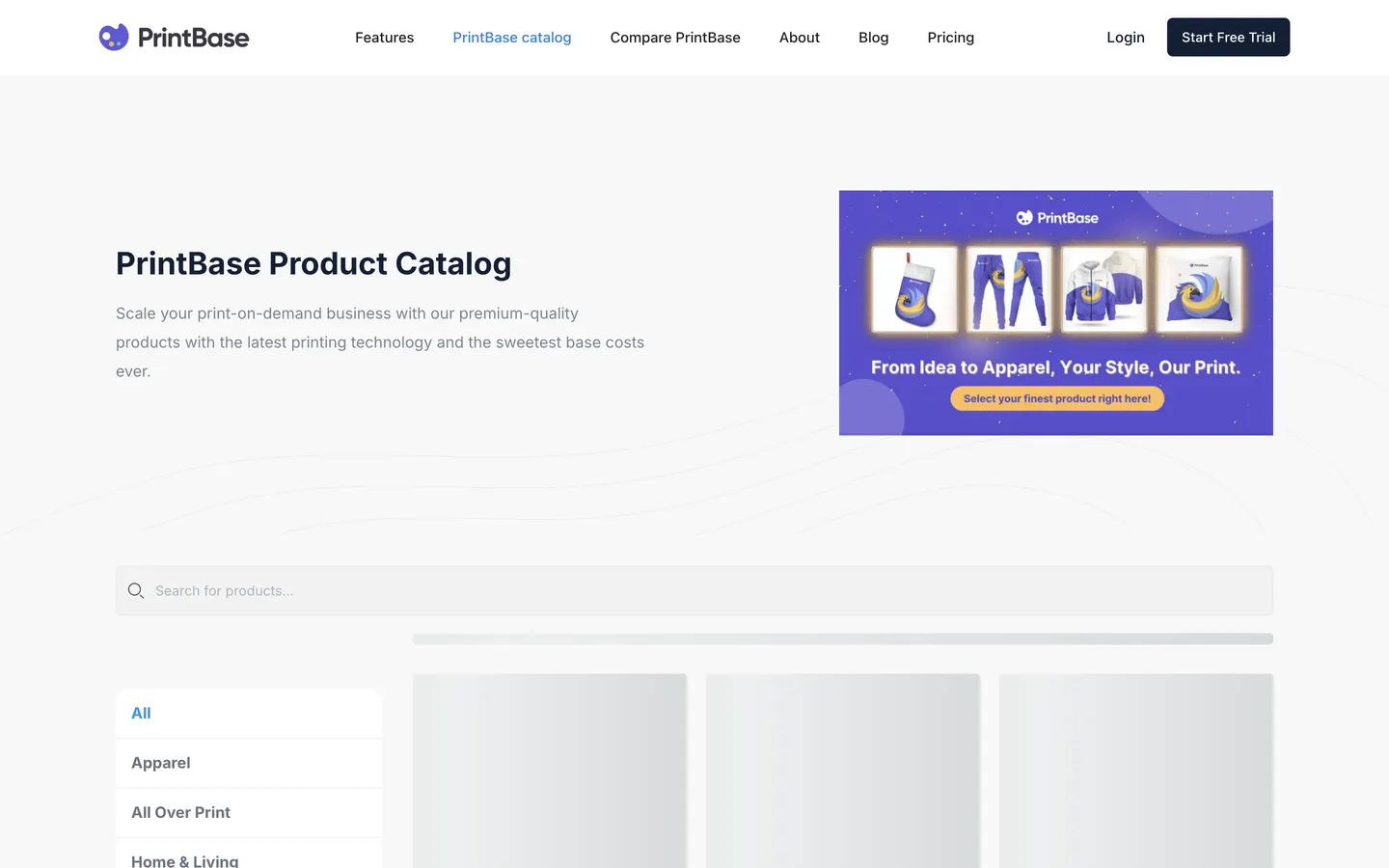 Exemple du catalogue PrintBase