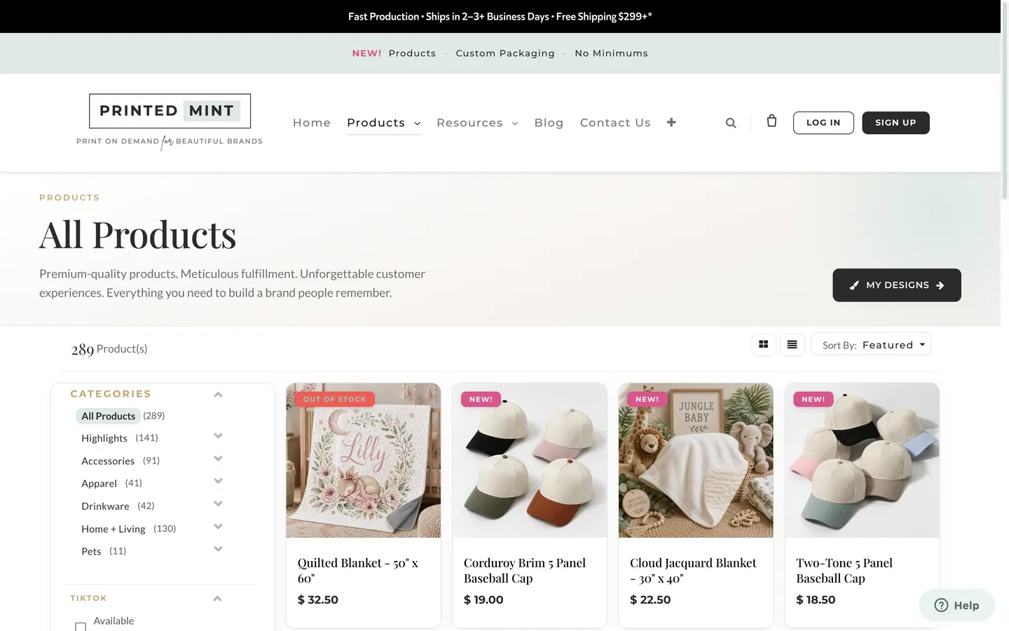 Exemple du catalogue Printed Mint