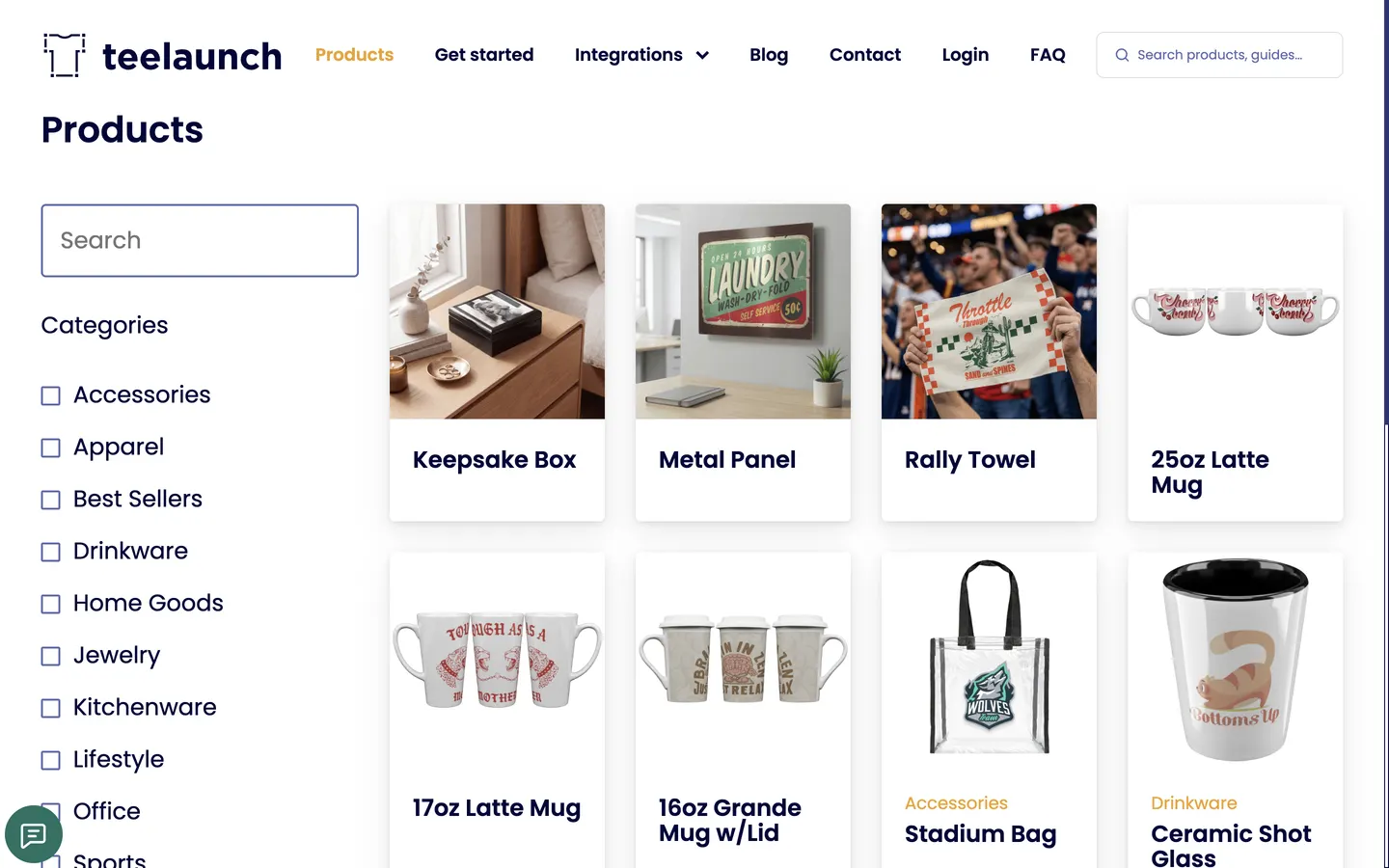 Exemple du catalogue teelaunch